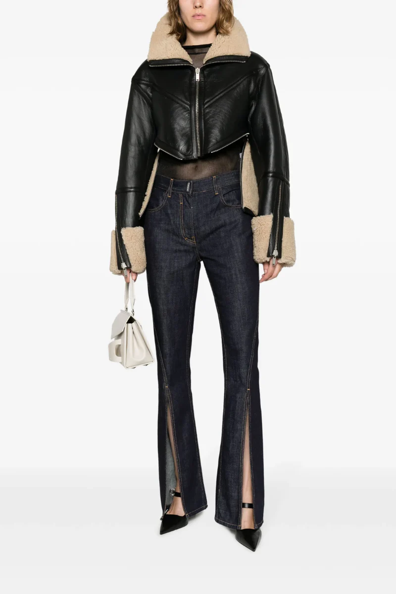 Givenchy Front Split Boot Cut Trousers-Black - Image 2