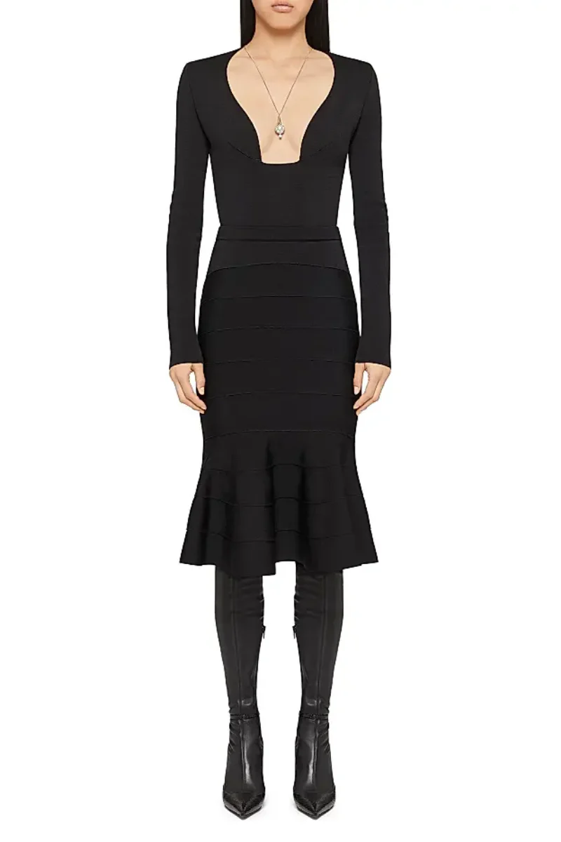 Givenchy Godet Skirt-Black - Image 2