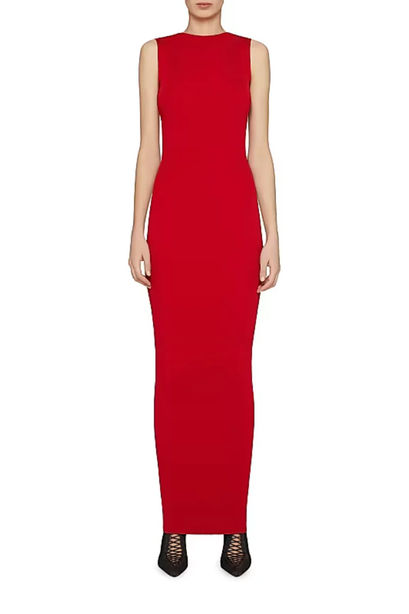 Givenchy Knit Open Back Long Dress-Poppy Red - Image 2