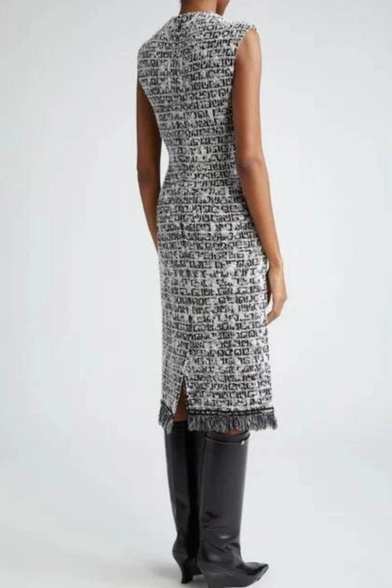 Givenchy Knit Short Chain Dress_Black/White - Image 3