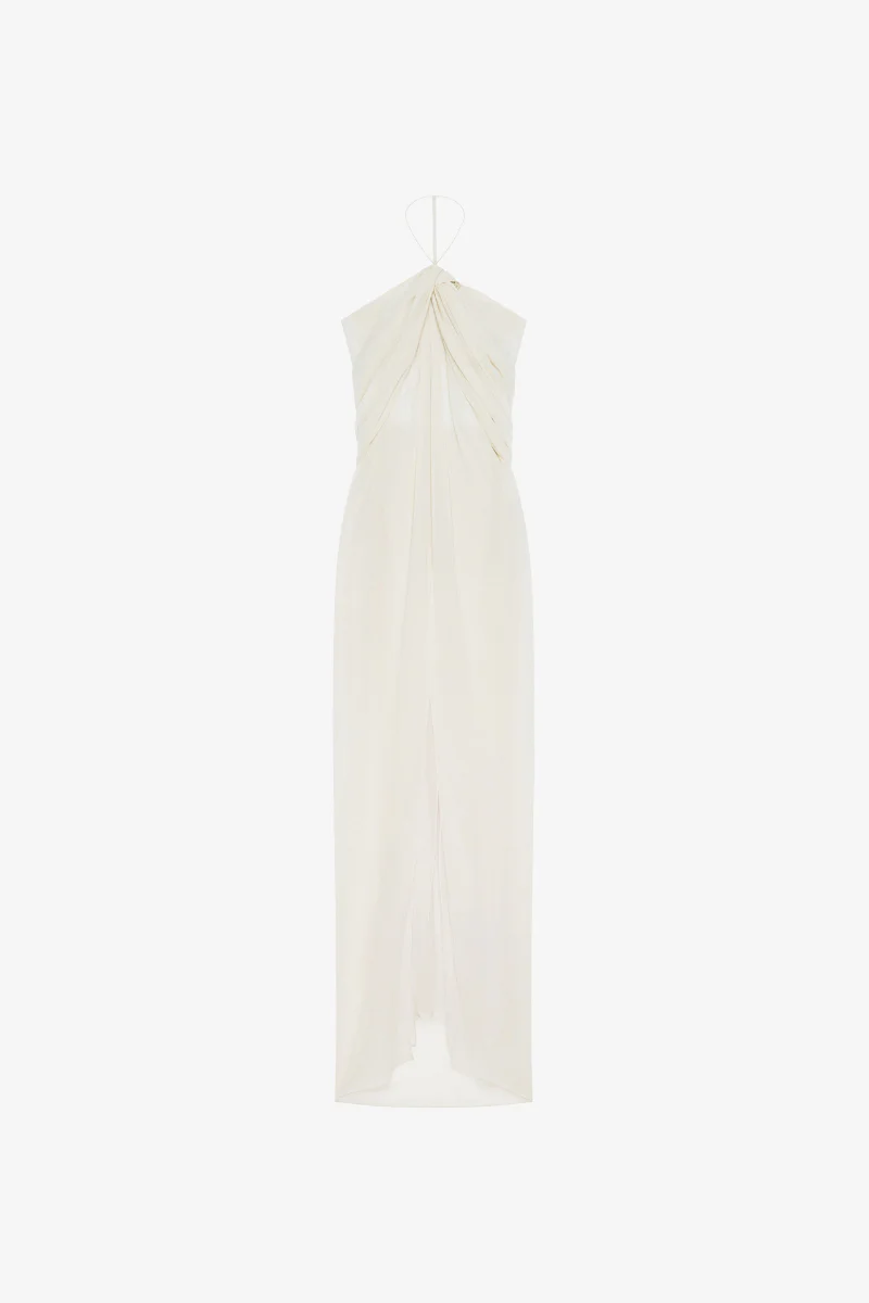 Givenchy Knot Long Dress With Back Drapped-Eggshell
