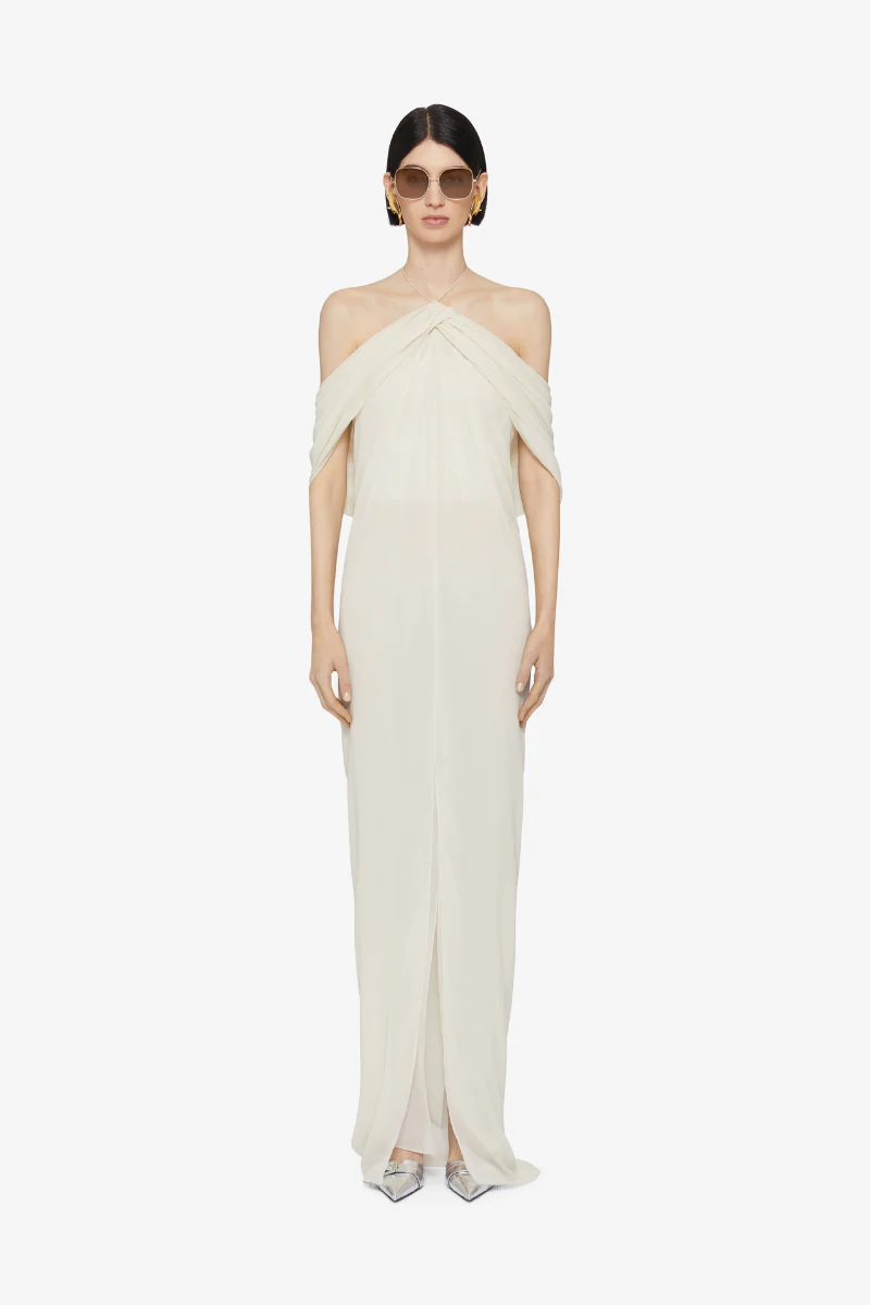 Givenchy Knot Long Dress With Back Drapped-Eggshell - Image 2
