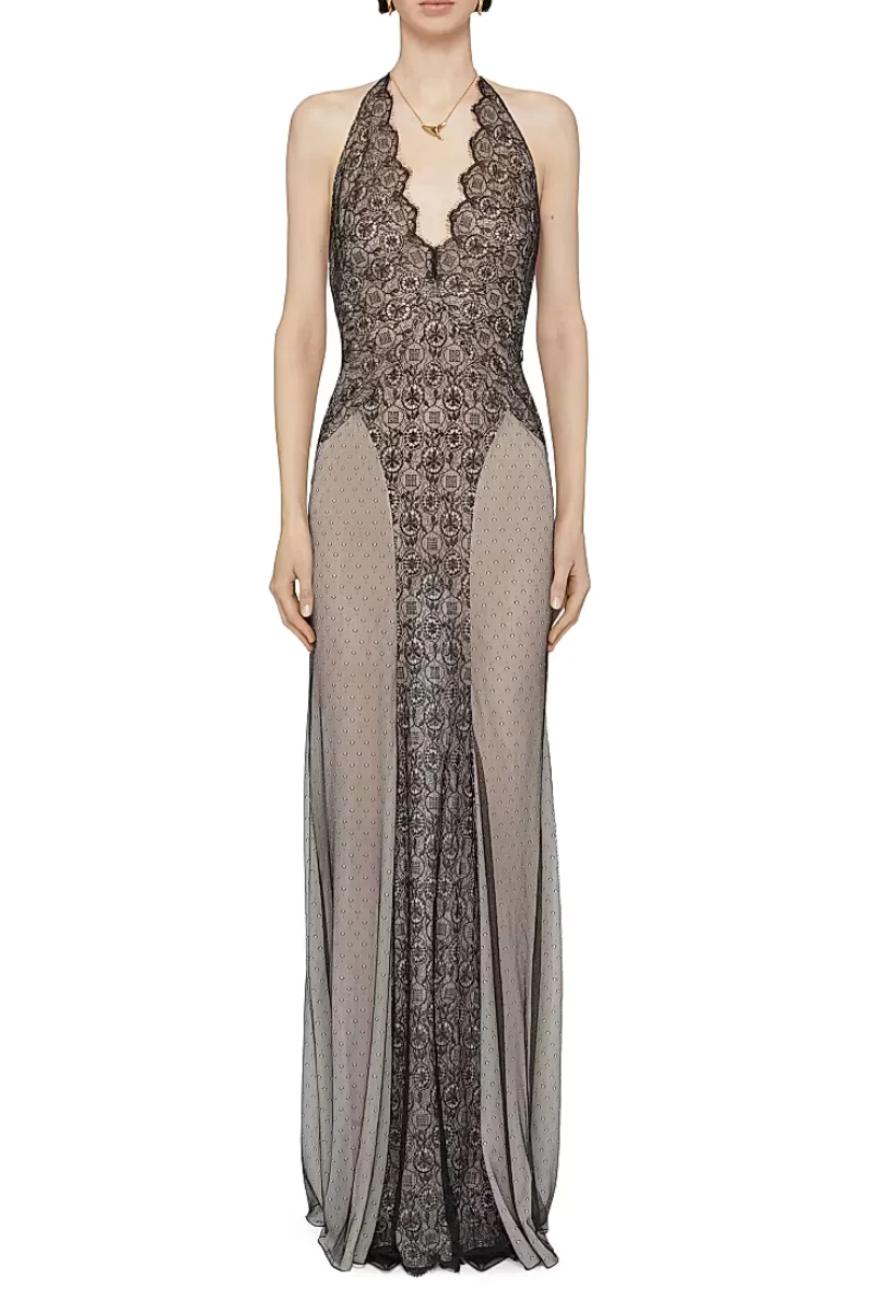 Givenchy Lace & Mousseline Patchwork Gown-Black - Image 2