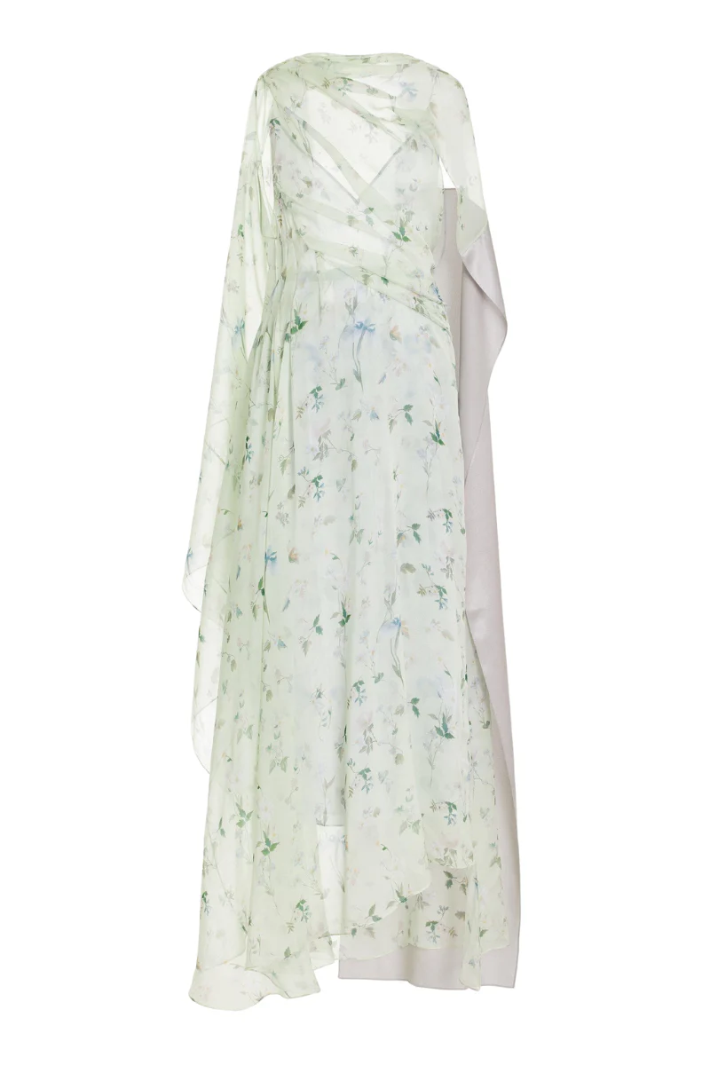 Givenchy Lavaliere Drape Dress-Ice Blue
