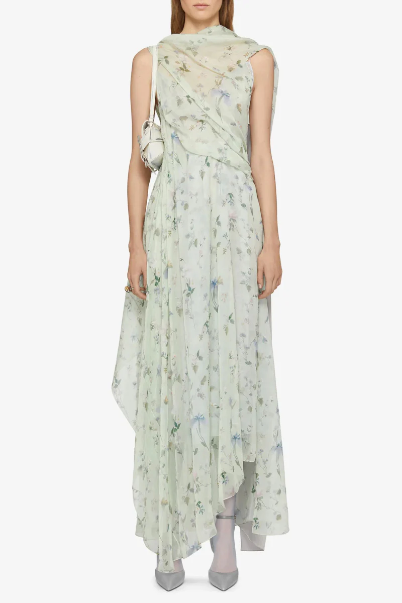 Givenchy Lavaliere Drape Dress-Ice Blue - Image 2