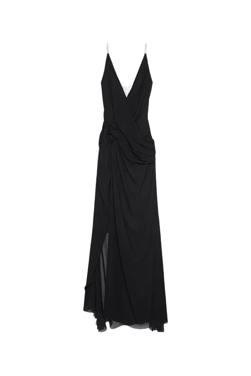 Givenchy Long Drappe Dress-Black