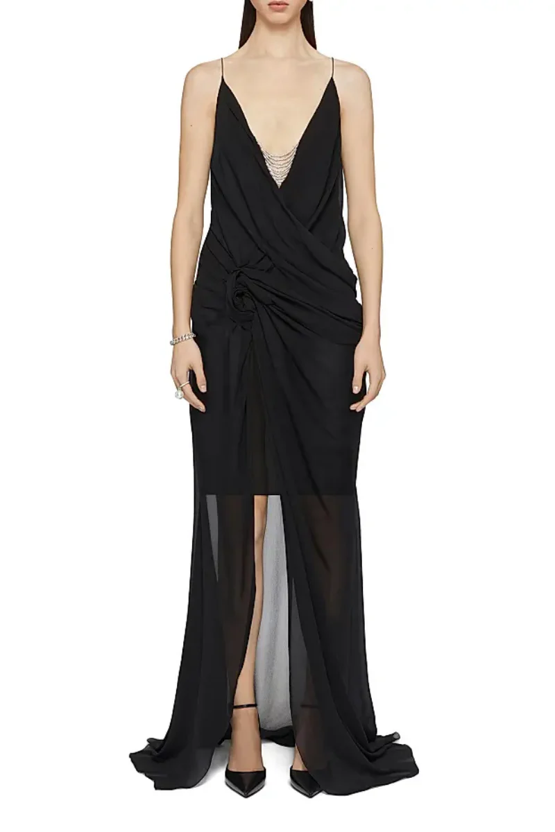 Givenchy Long Drappe Dress-Black - Image 2