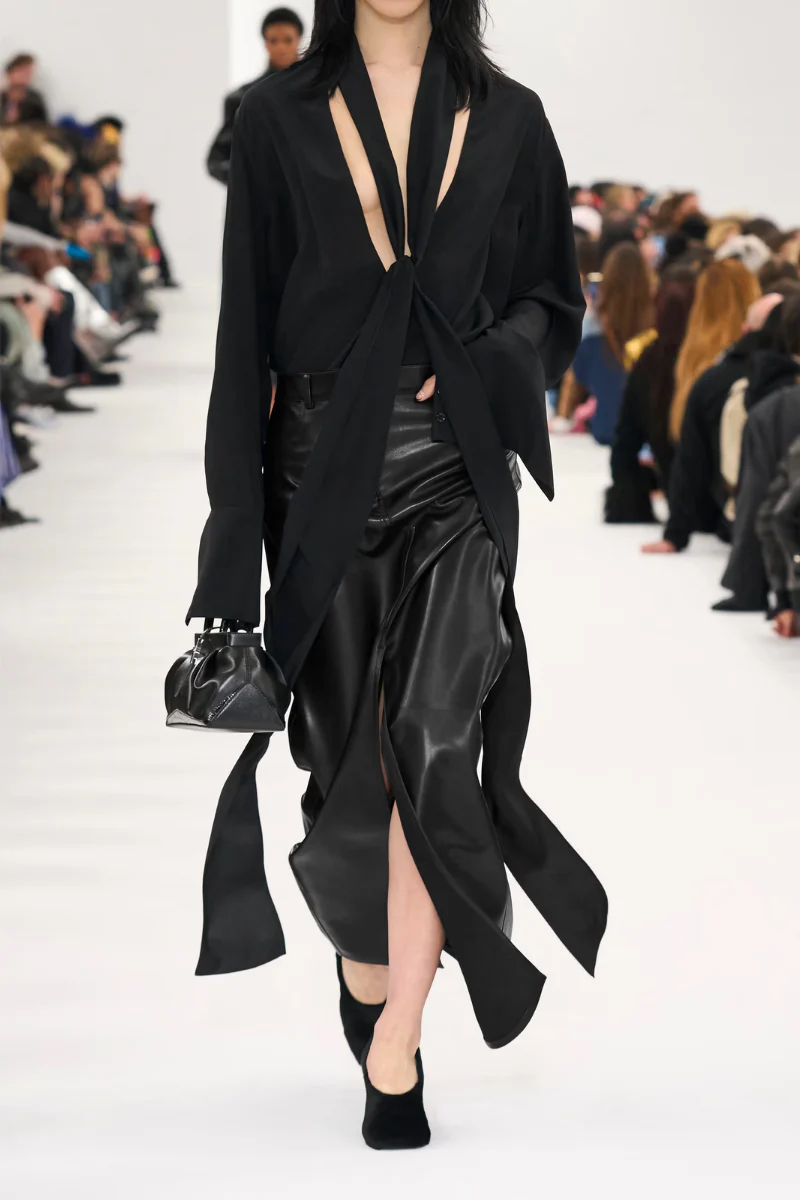 Givenchy Long Leather Skirt With Front Split_Black - Image 2