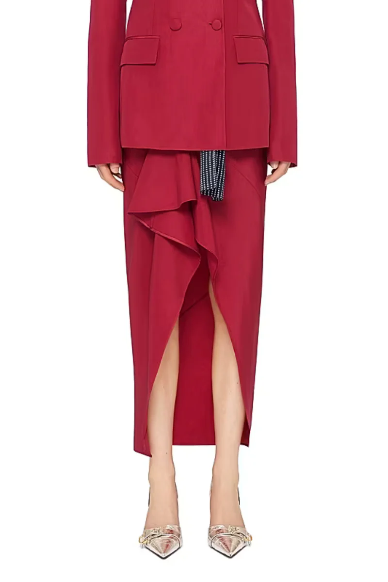 Givenchy Long Ruffled Skirt_Red Cherry - Image 2