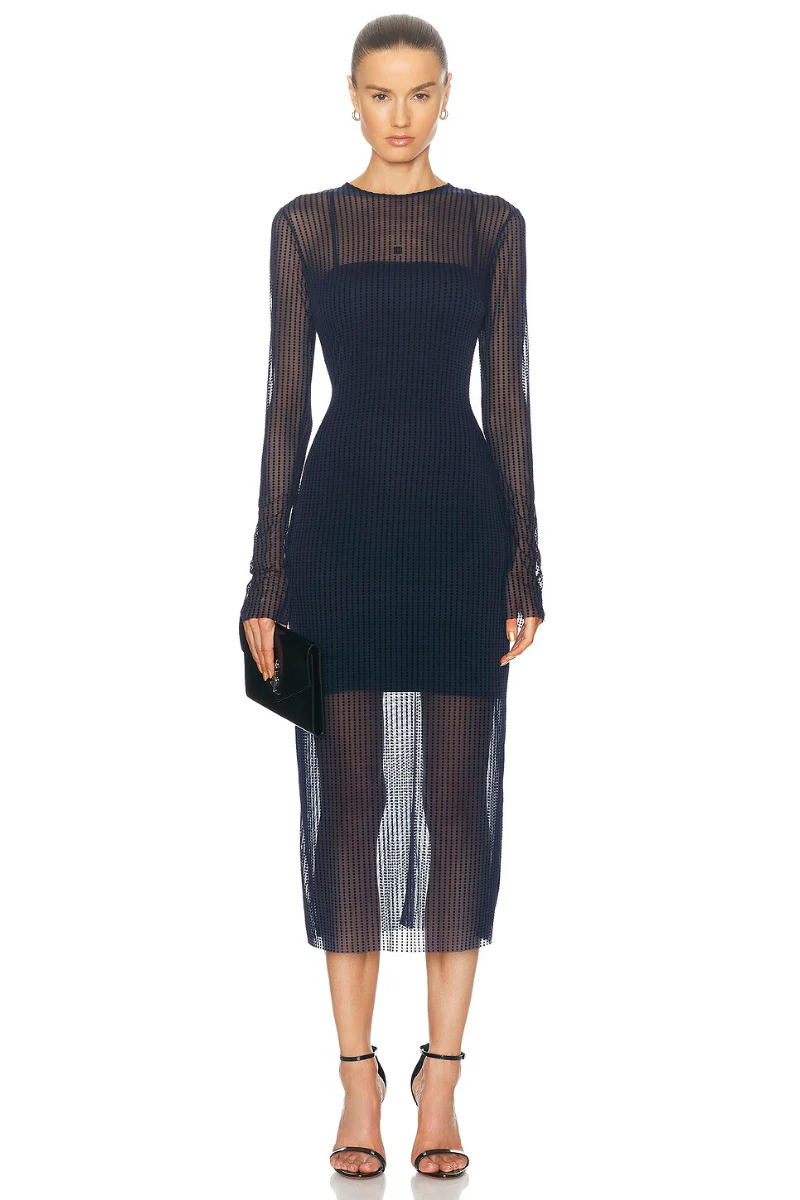 Givenchy Long Tulle Dress_Navy