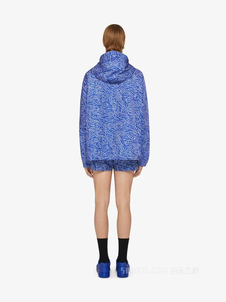 GIVENCHY MEN'S BLUE WHITE PRINT WINDBREAKER JACKET - Image 3