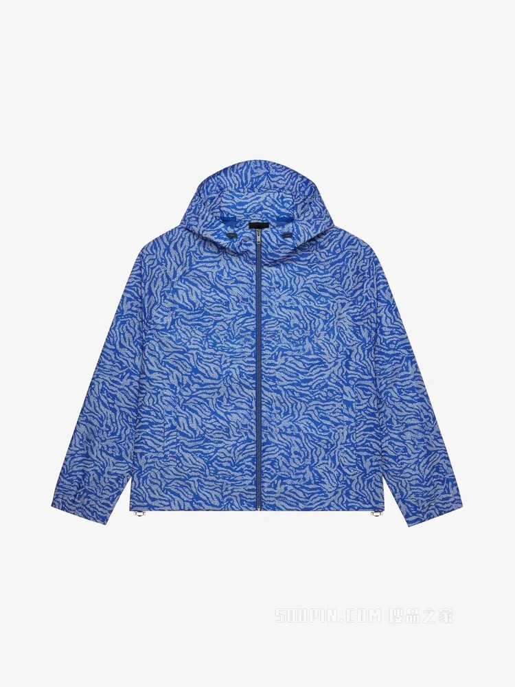 GIVENCHY MEN'S BLUE WHITE PRINT WINDBREAKER JACKET - Image 4