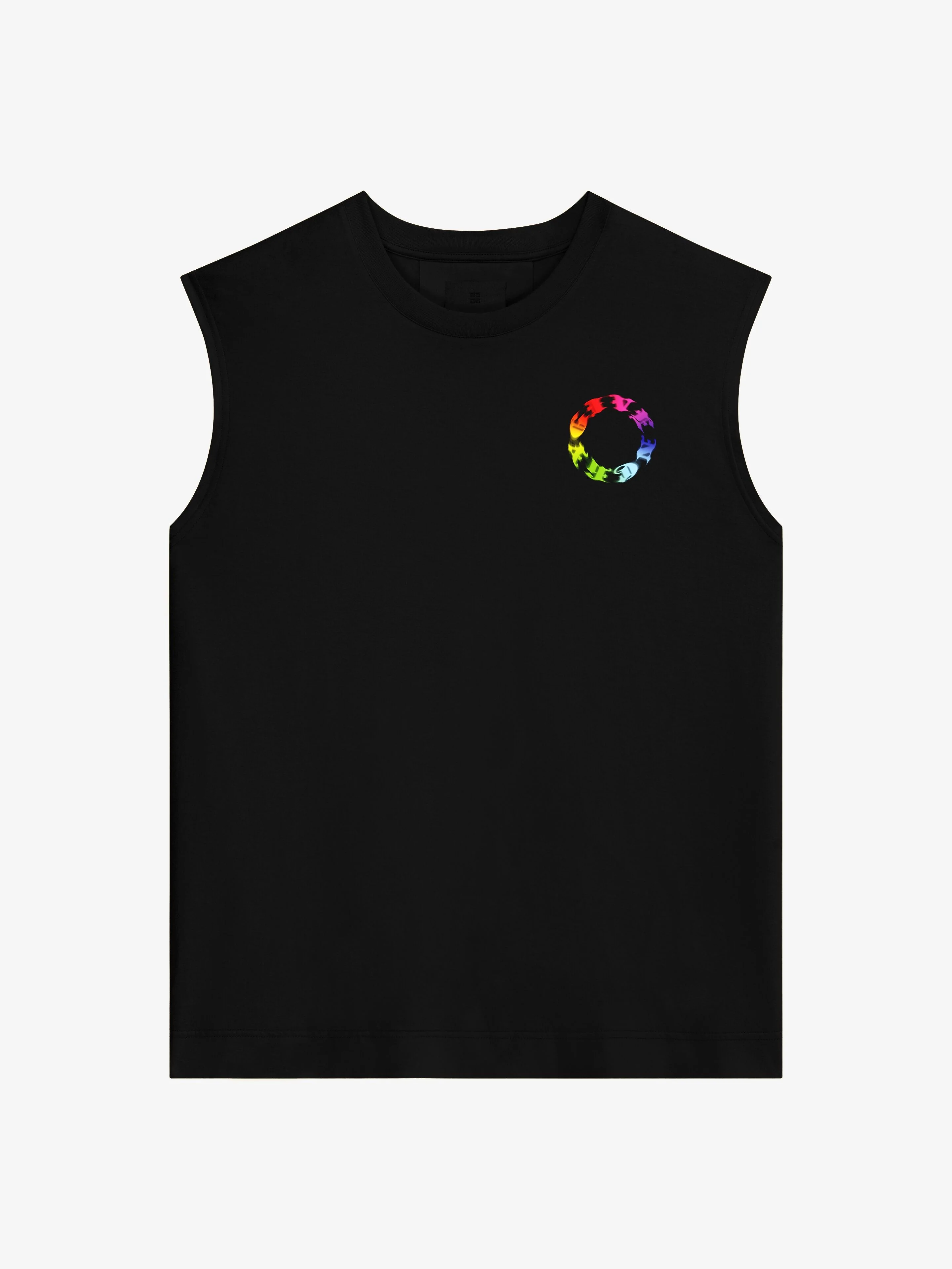 GIVENCHY MEN'S BLACK SLEEVELESS EMBROIDERED TOP