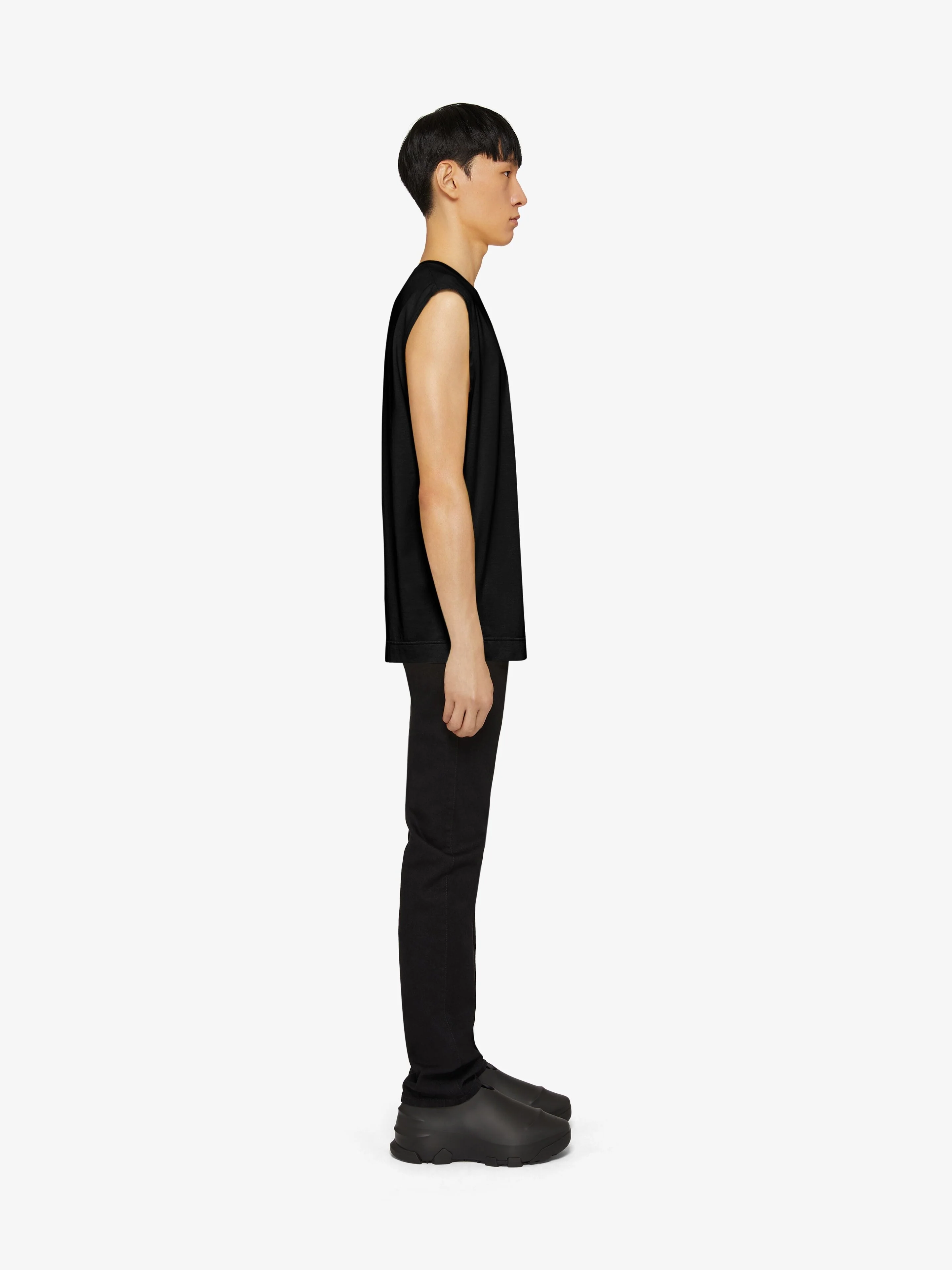 GIVENCHY MEN'S BLACK SLEEVELESS EMBROIDERED TOP - Image 3