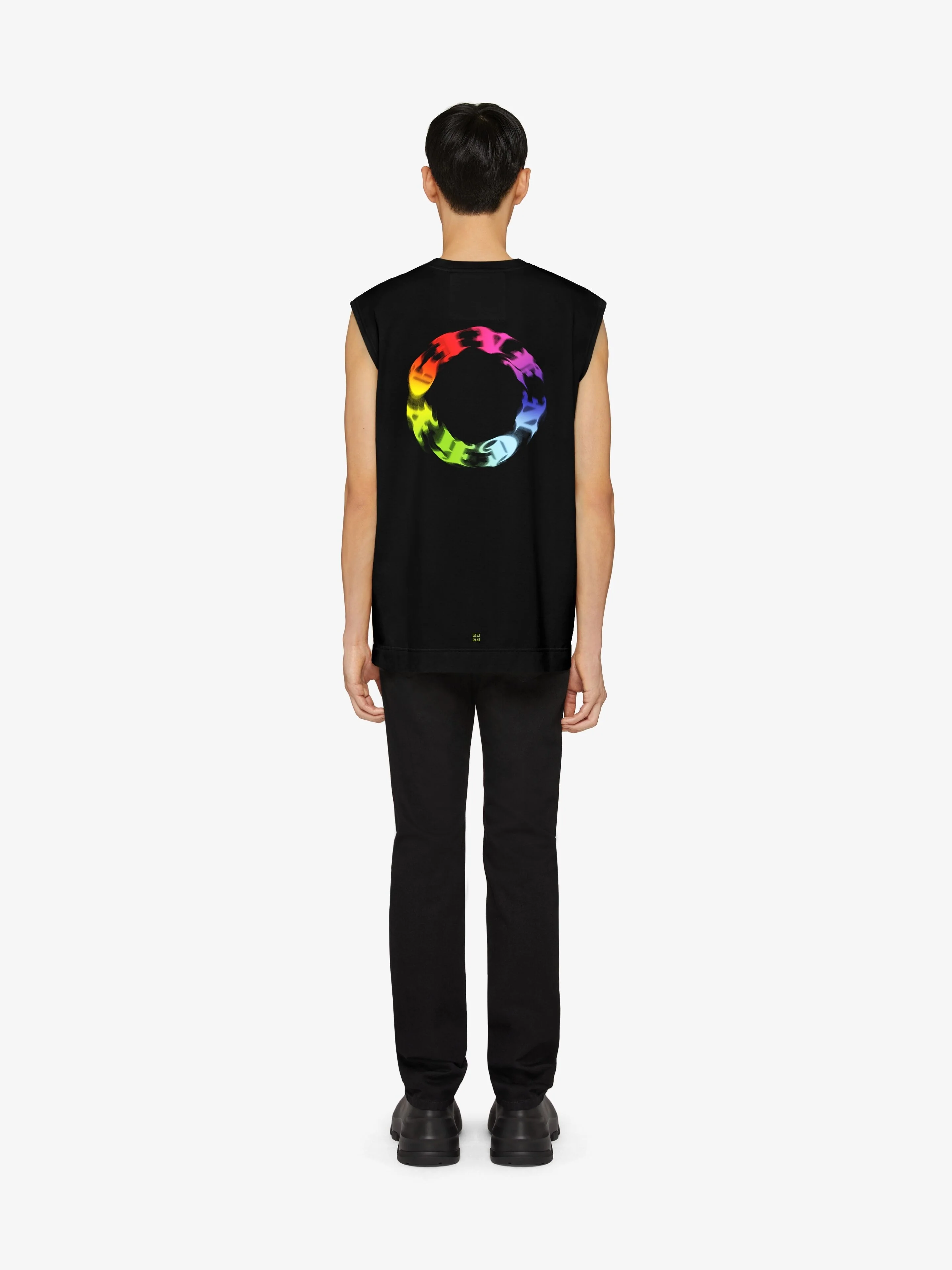 GIVENCHY MEN'S BLACK SLEEVELESS EMBROIDERED TOP - Image 4