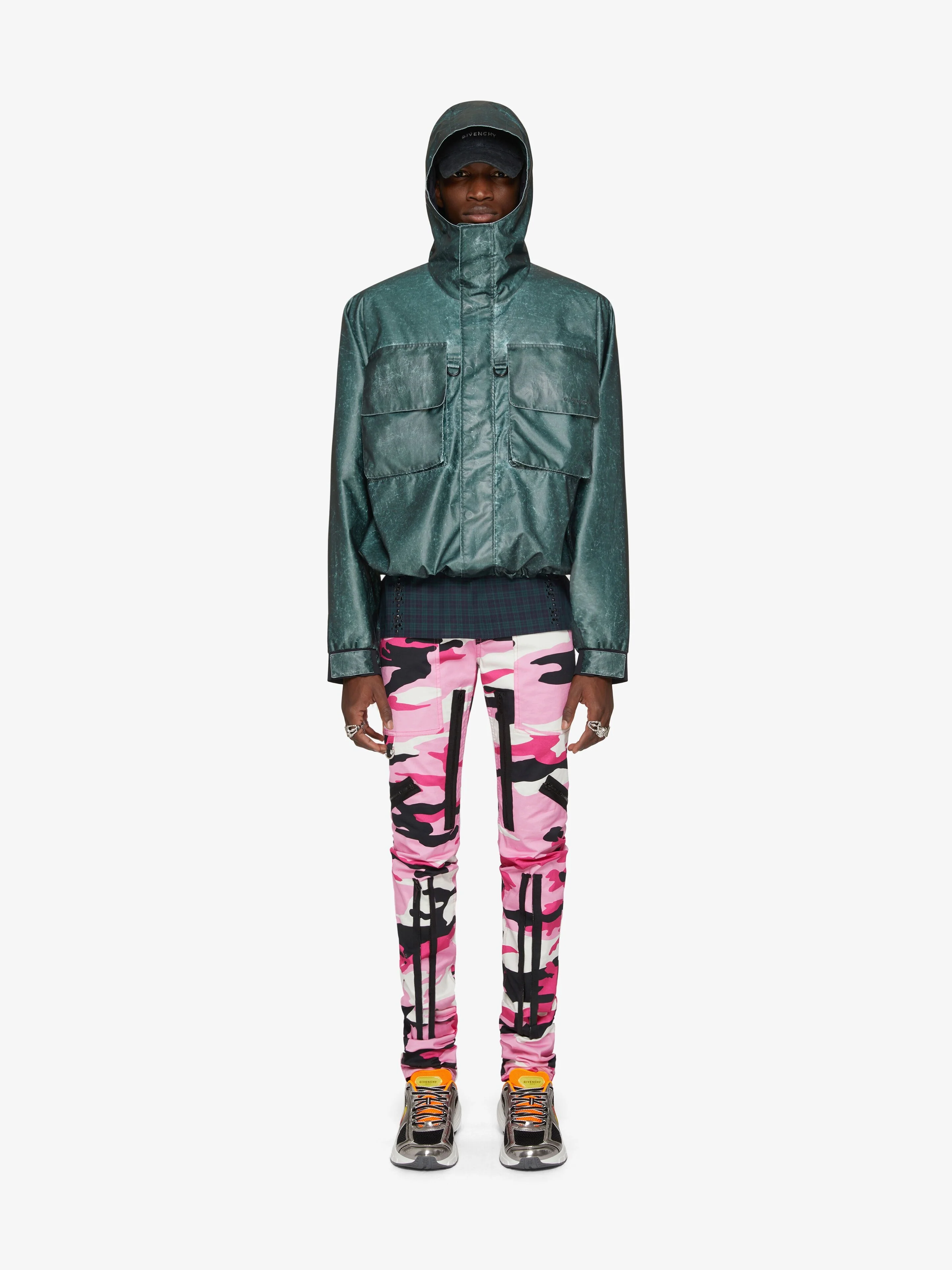 GIVENCHY MEN'S SILVERY CROPPED PARKA JACKET - Image 2