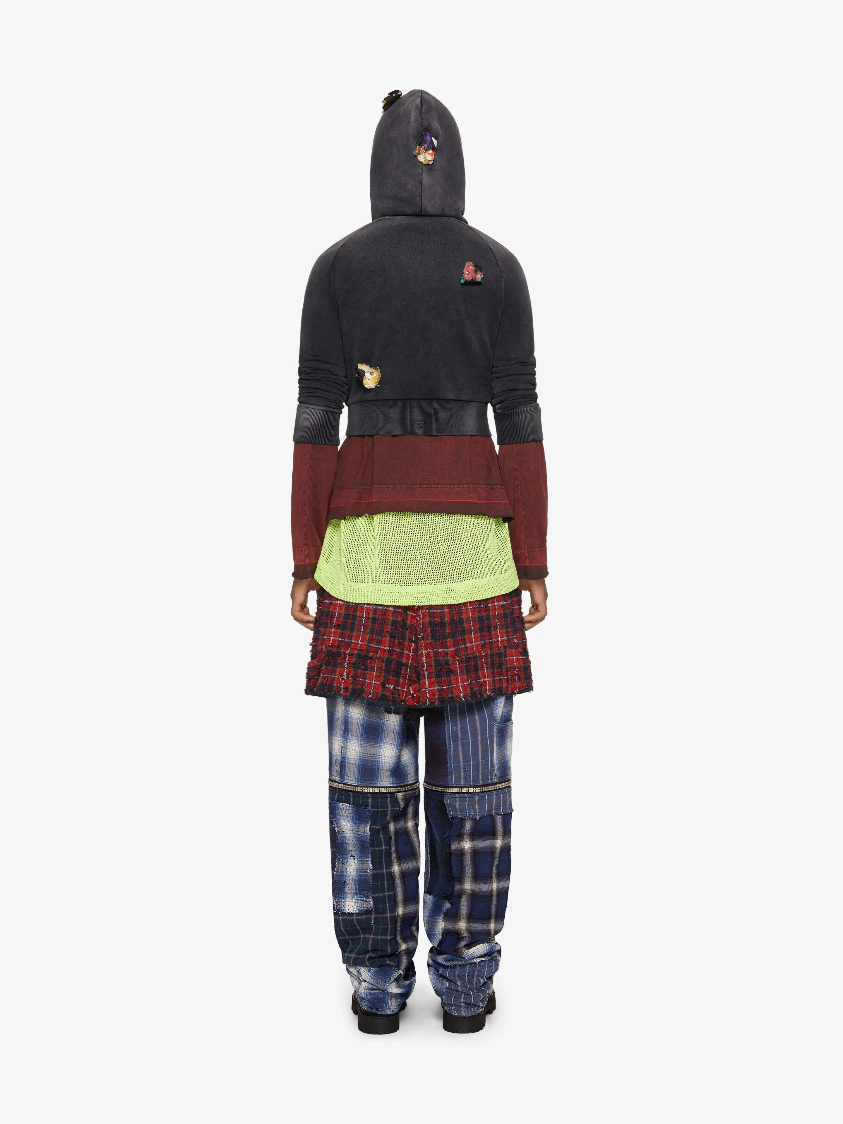 GIVENCHY MEN'S MULTICOLORED DISTRESSED LAYERED HOODIE - Image 4