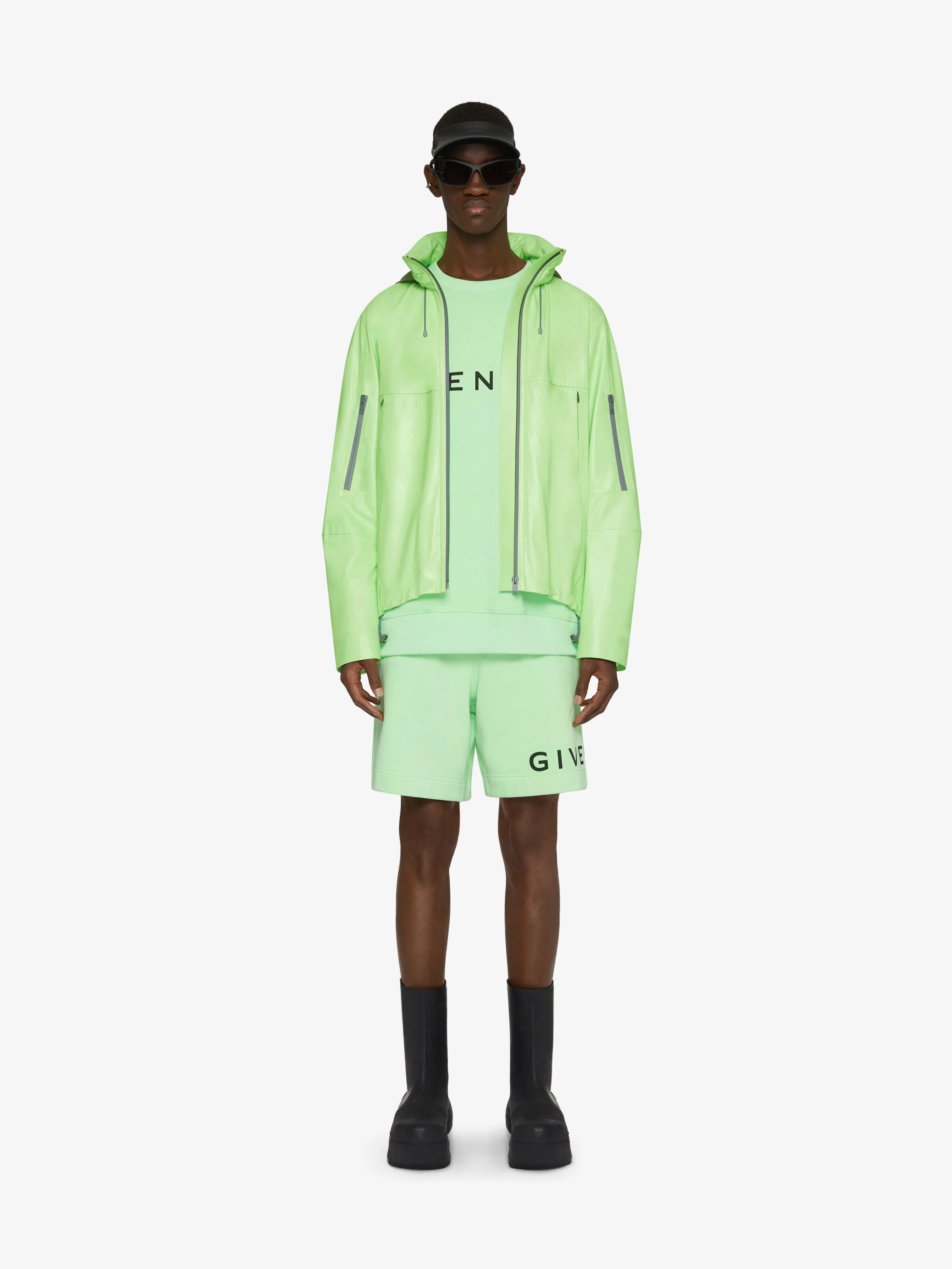 GIVENCHY MEN'S MINT GREEN LEATHER WINDBREAKER JACKET - Image 2