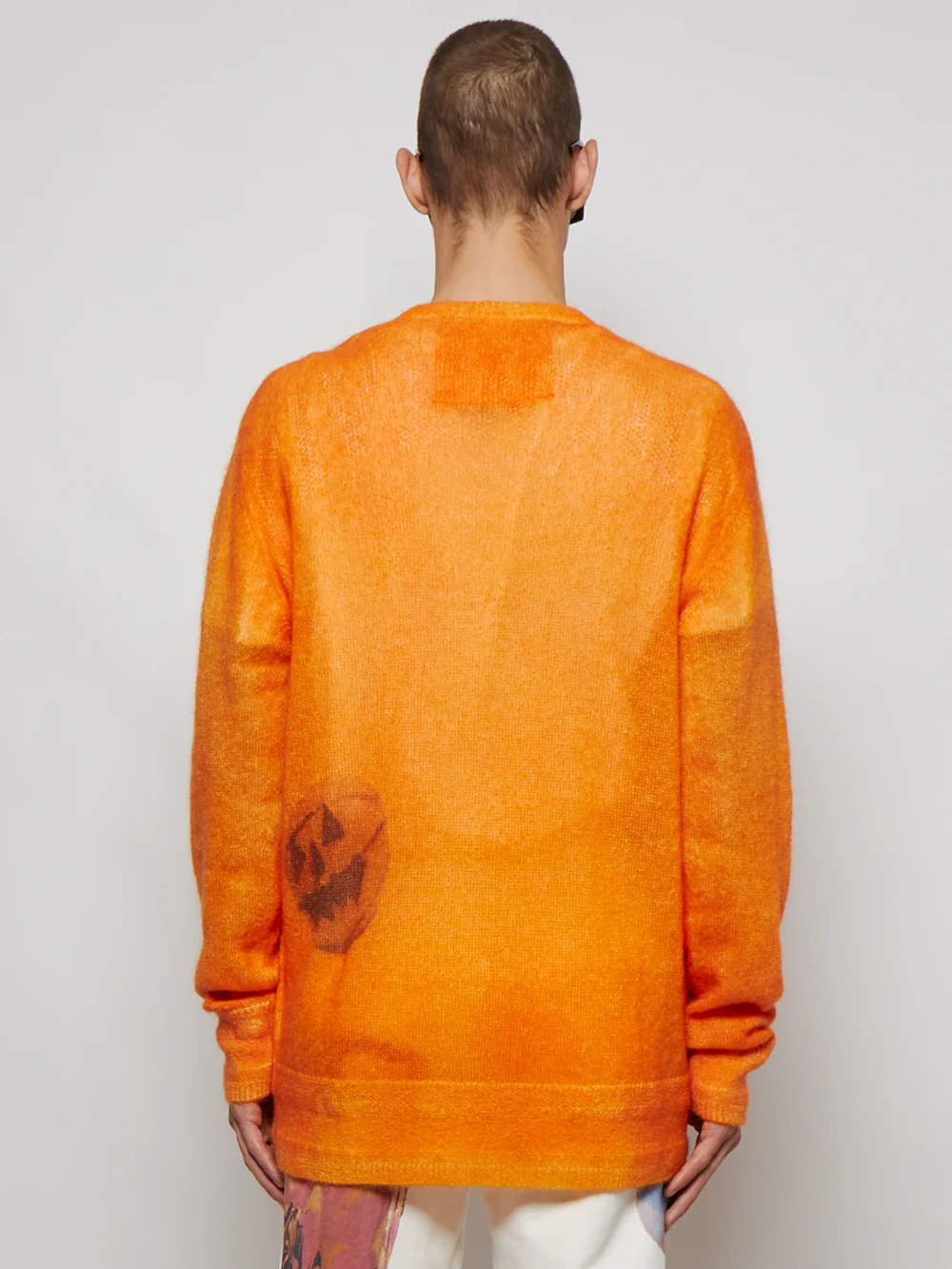 GIVENCHY MEN'S ORANGE MOHAIR CREW NECK SWEATER