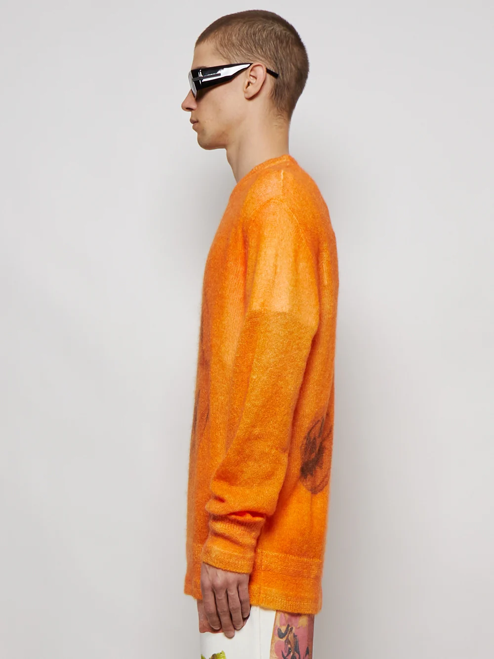 GIVENCHY MEN'S ORANGE MOHAIR CREW NECK SWEATER - Image 2