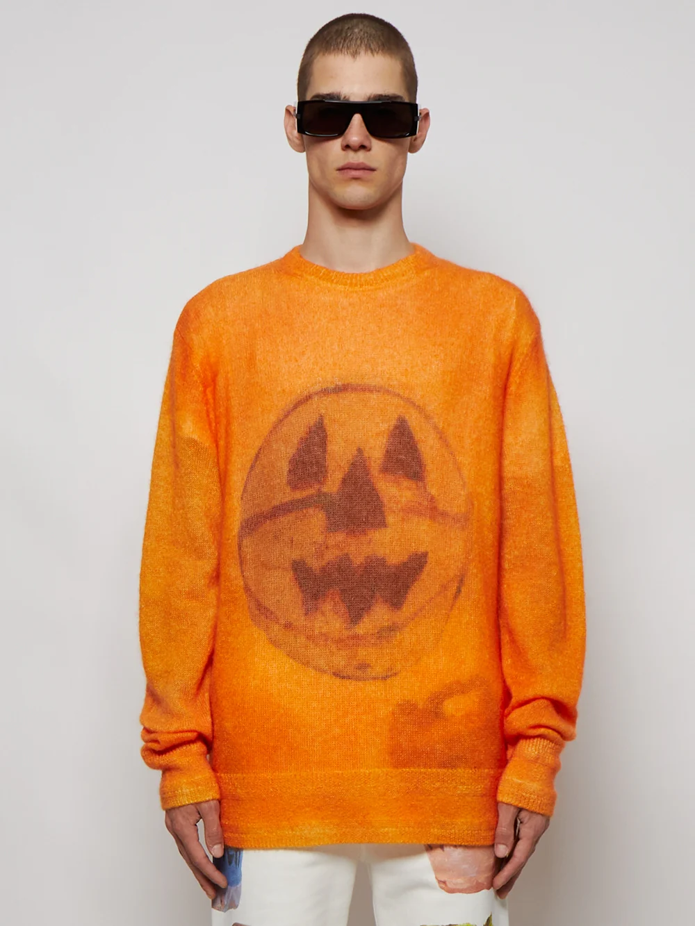 GIVENCHY MEN'S ORANGE MOHAIR CREW NECK SWEATER - Image 3