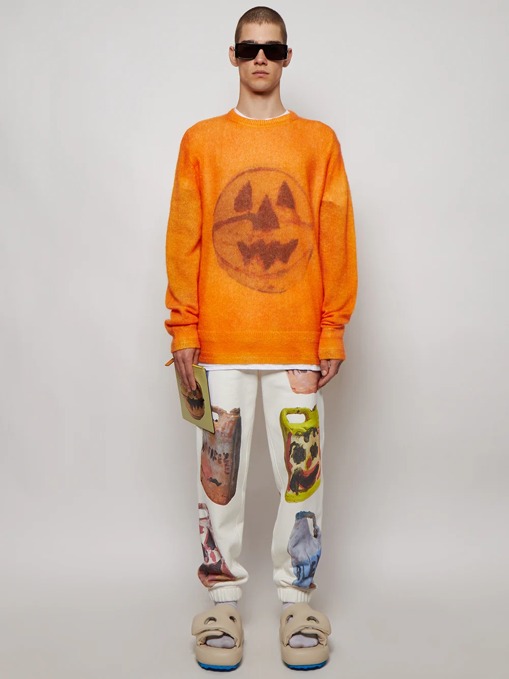 GIVENCHY MEN'S ORANGE MOHAIR CREW NECK SWEATER - Image 4