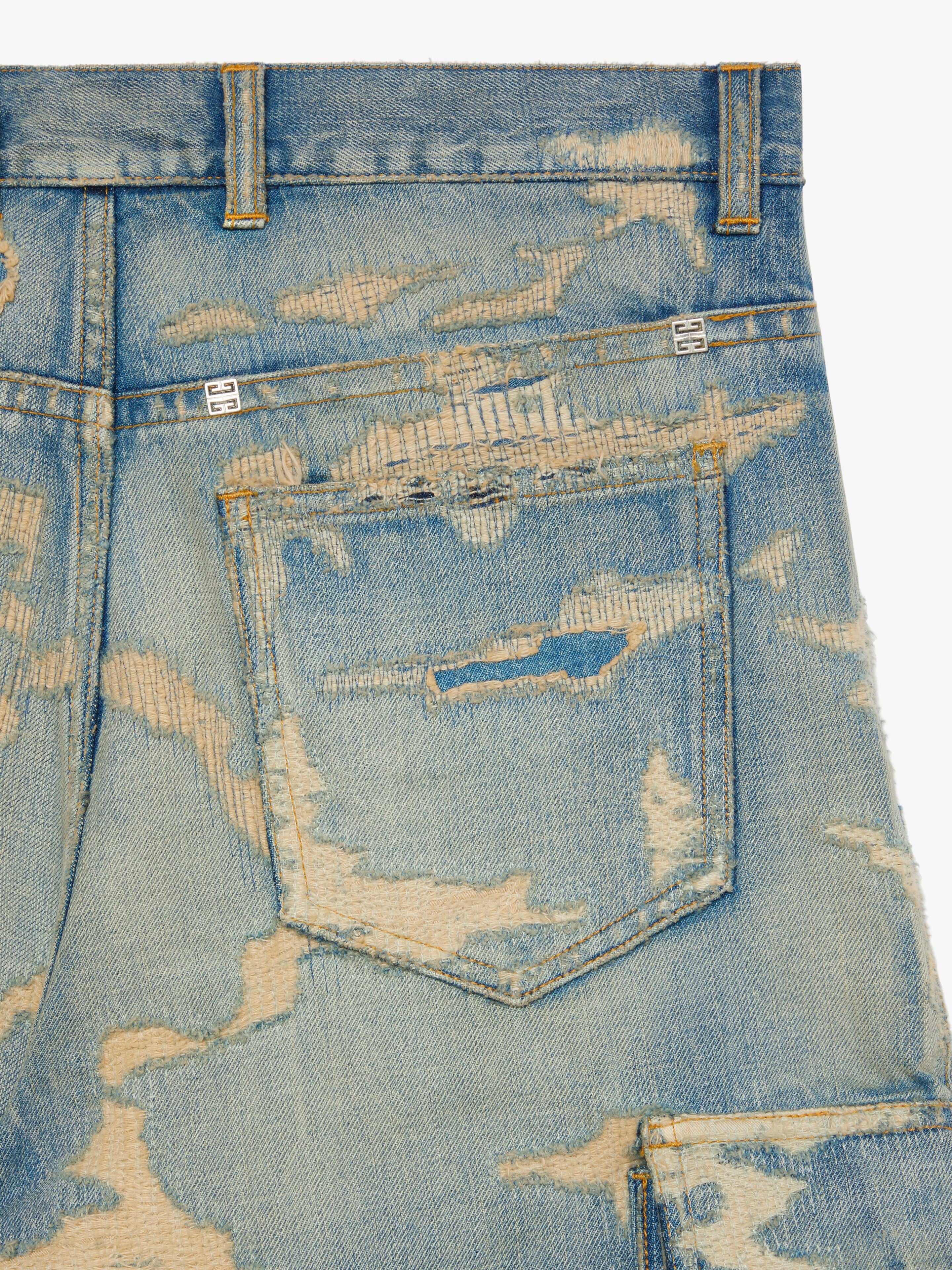 GIVENCHY MEN'S MEDIUM BLUE MULTICUT CARGO SHORTS - Image 5