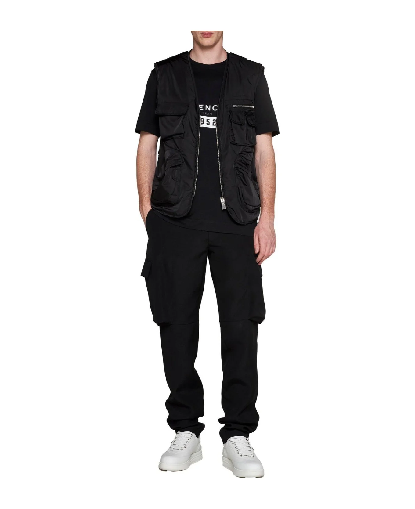 GIVENCHY MEN'S BLACK MULTIPOCKET SLEEVELESS VEST - Image 4
