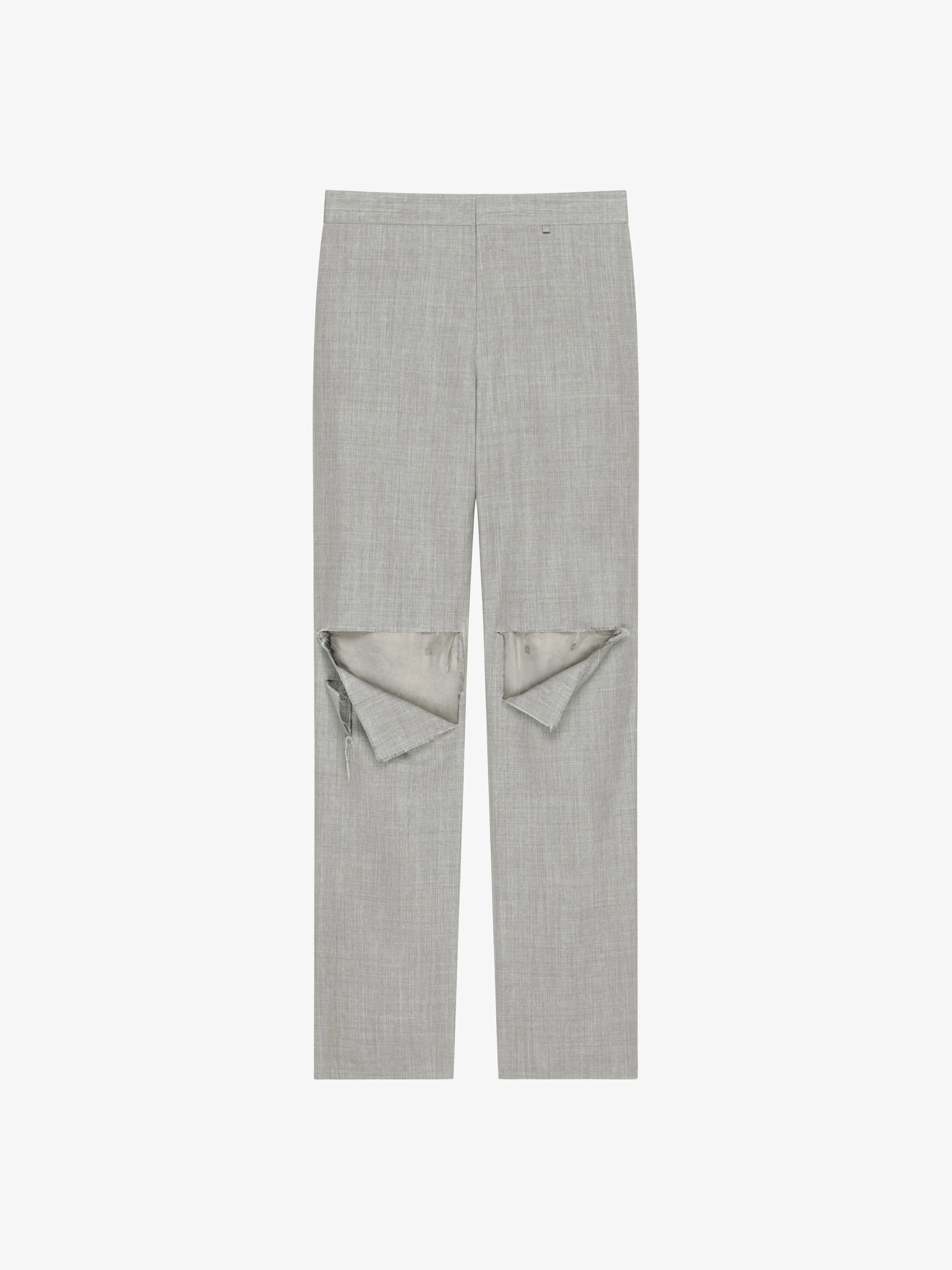 GIVENCHY MEN'S PEARL GREY DESTROYED STRAIGHT TROUSERS