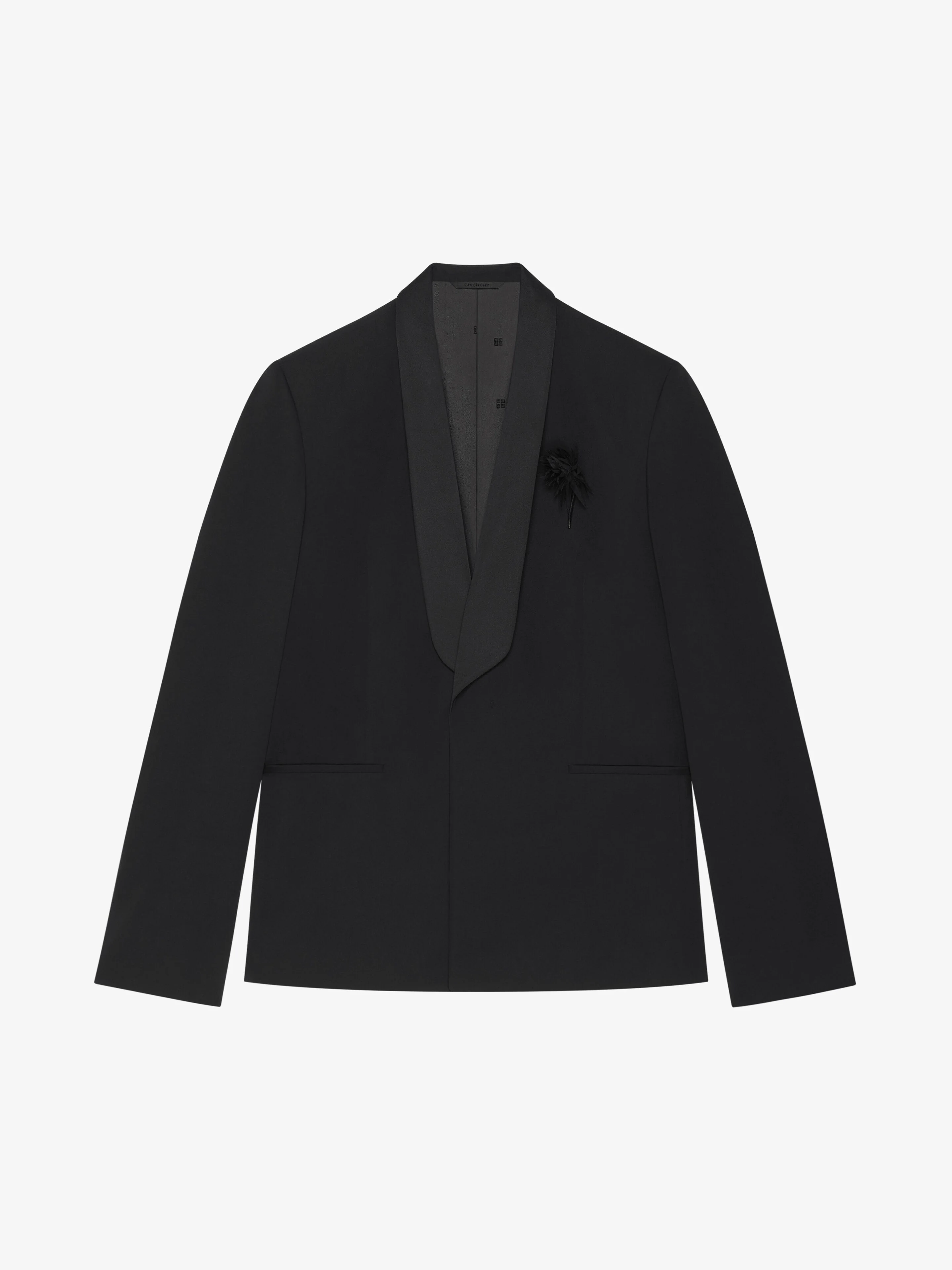 GIVENCHY MEN'S BLACK SATIN SHAWL LAPEL JACKET