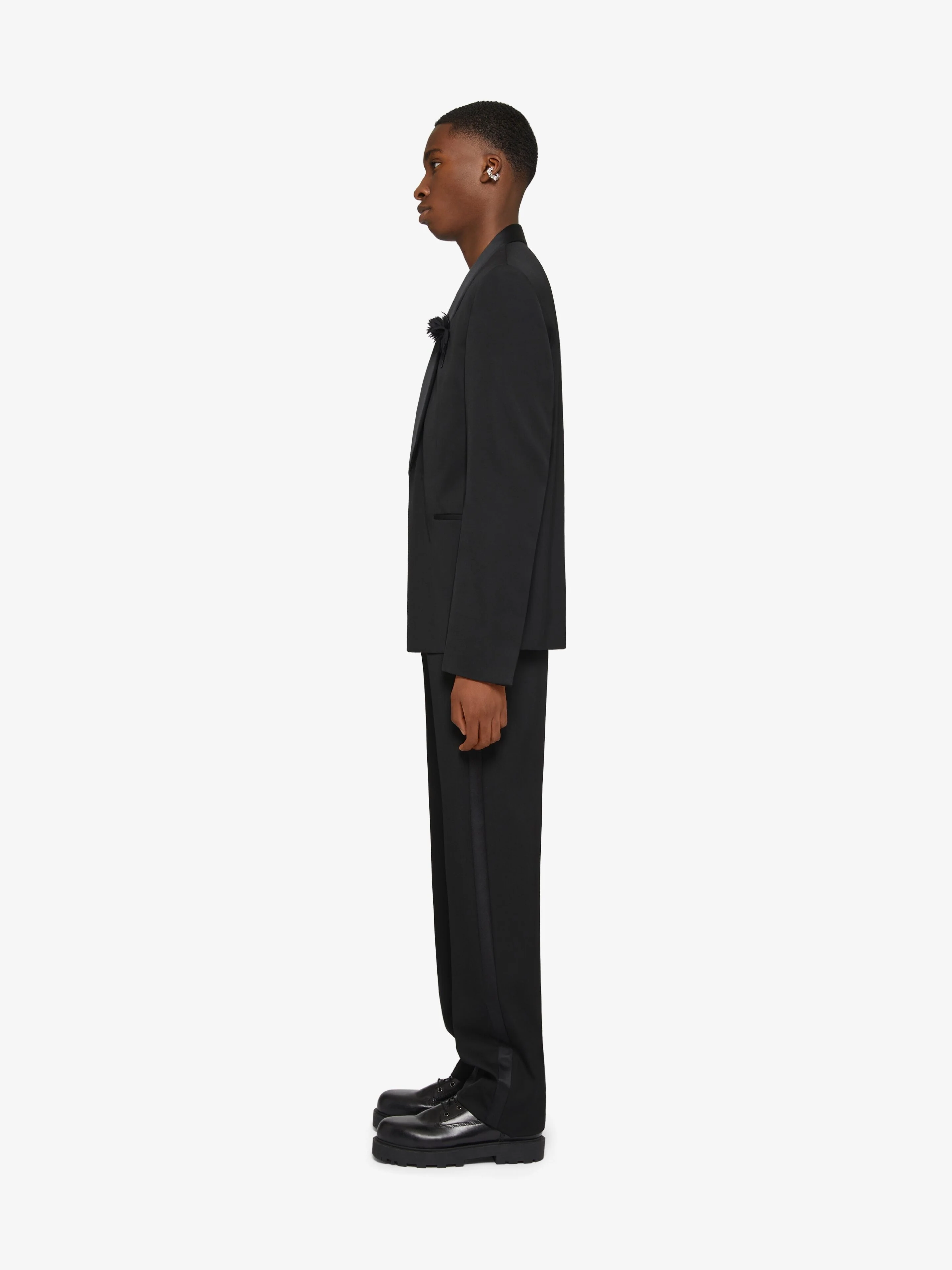 GIVENCHY MEN'S BLACK SATIN SHAWL LAPEL JACKET - Image 3