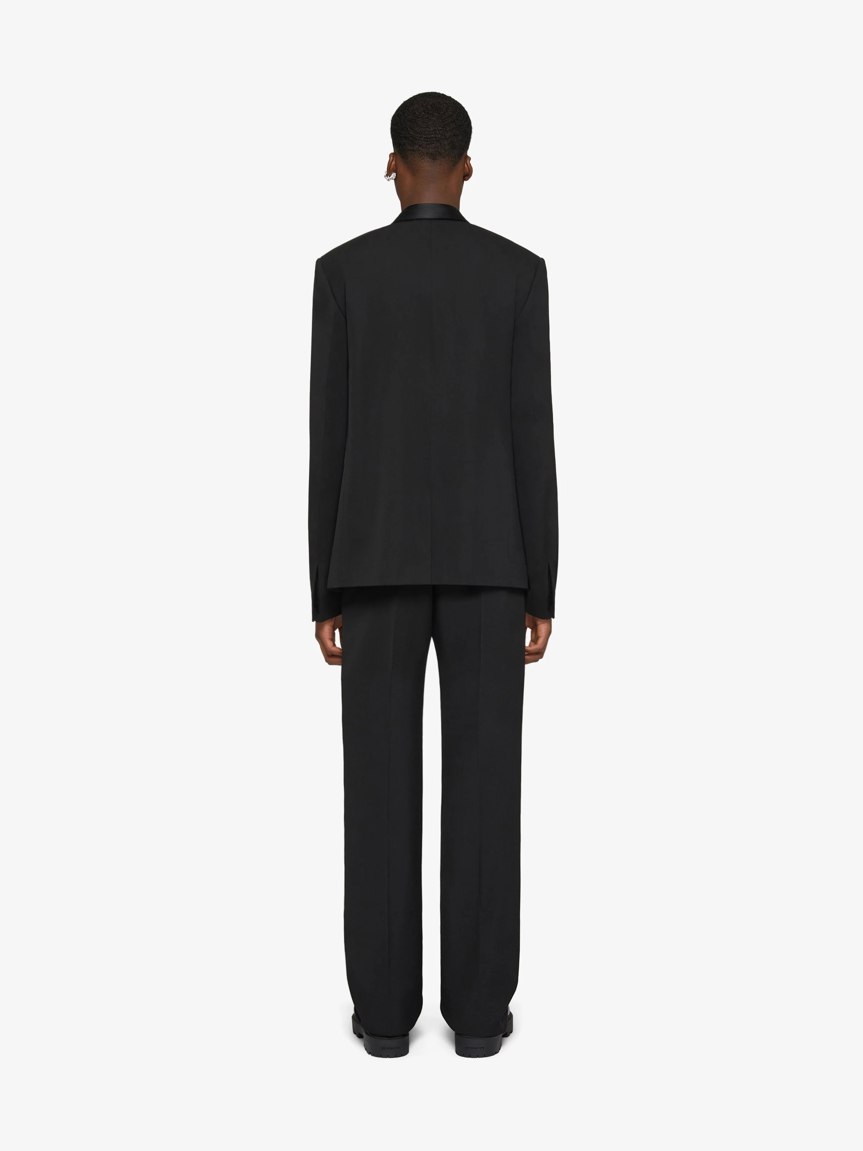 GIVENCHY MEN'S BLACK SATIN SHAWL LAPEL JACKET - Image 4