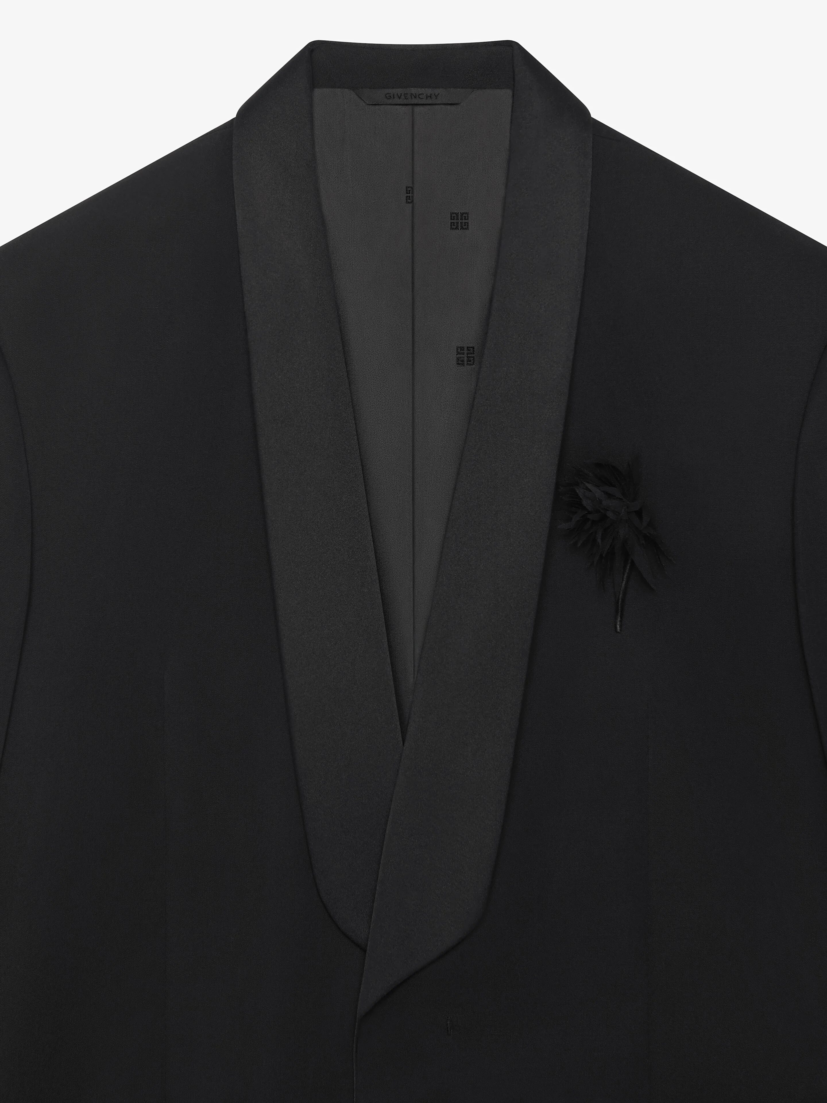 GIVENCHY MEN'S BLACK SATIN SHAWL LAPEL JACKET - Image 5