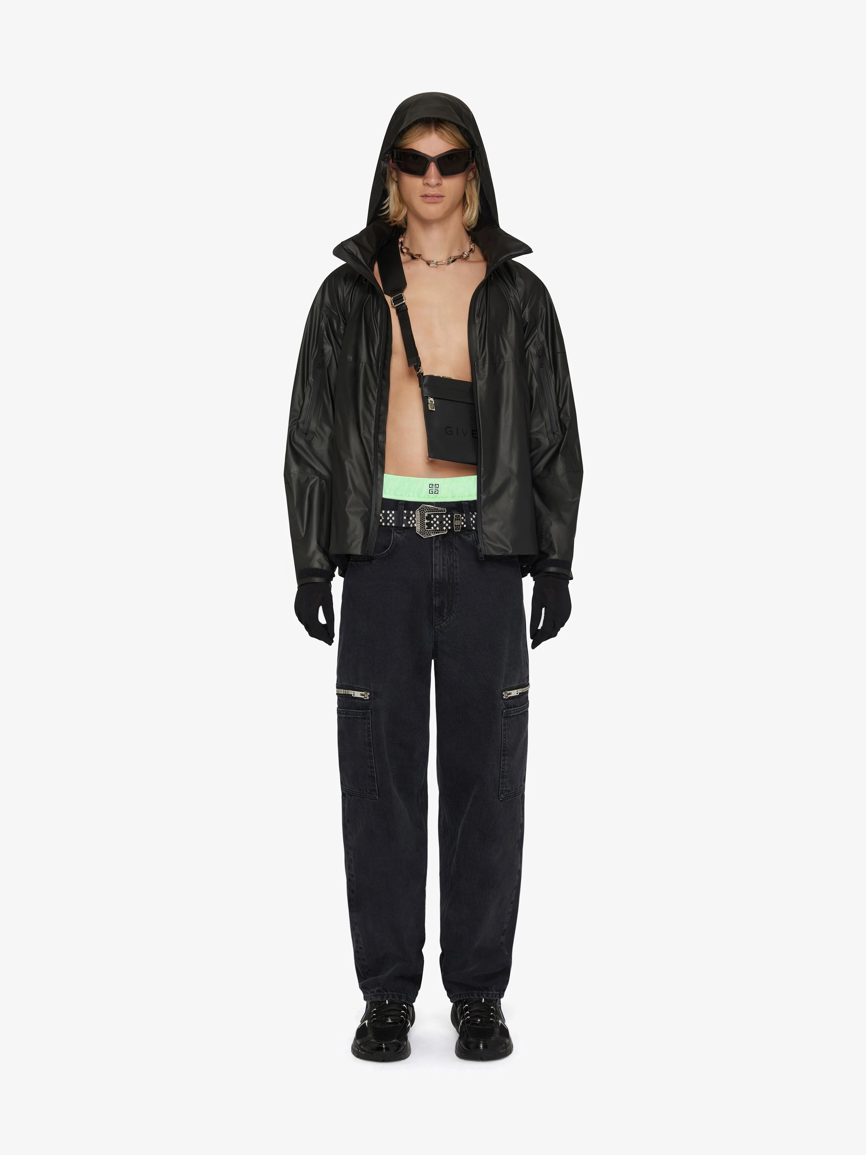GIVENCHY MEN'S BLACK SHELL WINDBREAKER JACKET - Image 2