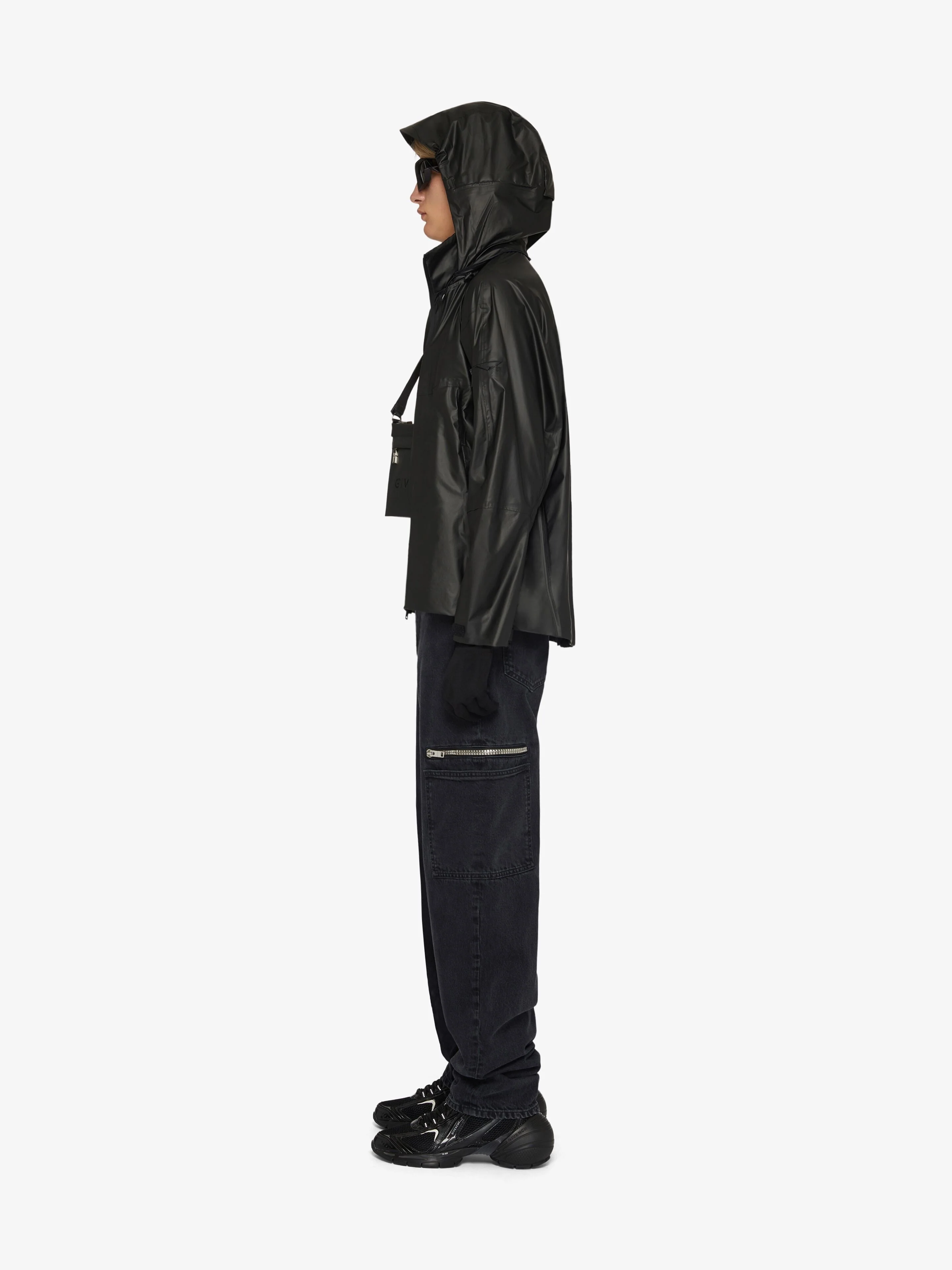 GIVENCHY MEN'S BLACK SHELL WINDBREAKER JACKET - Image 3