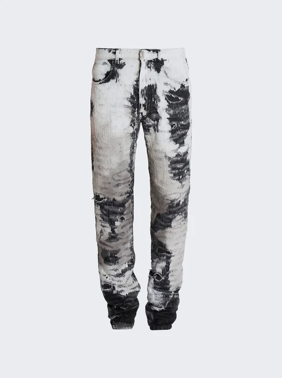 GIVENCHY MEN'S WHITE BLACK SLIM FIT TROUSERS