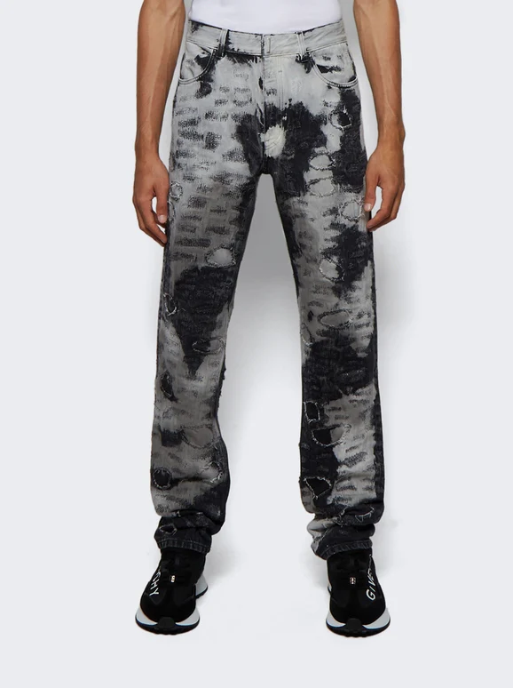 GIVENCHY MEN'S WHITE BLACK SLIM FIT TROUSERS - Image 3