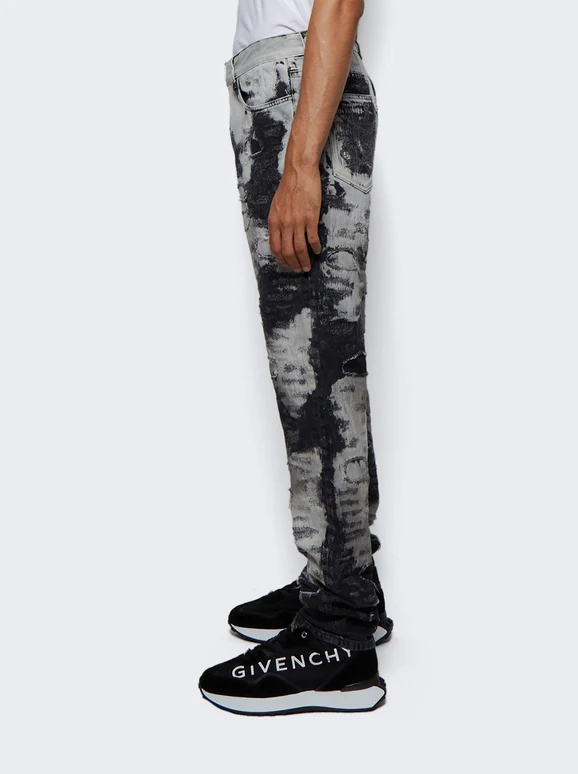 GIVENCHY MEN'S WHITE BLACK SLIM FIT TROUSERS - Image 4