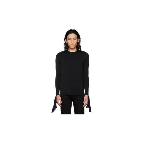 GIVENCHY MEN'S BLACK LONG-SLEEVE TOP WITH GLOVES