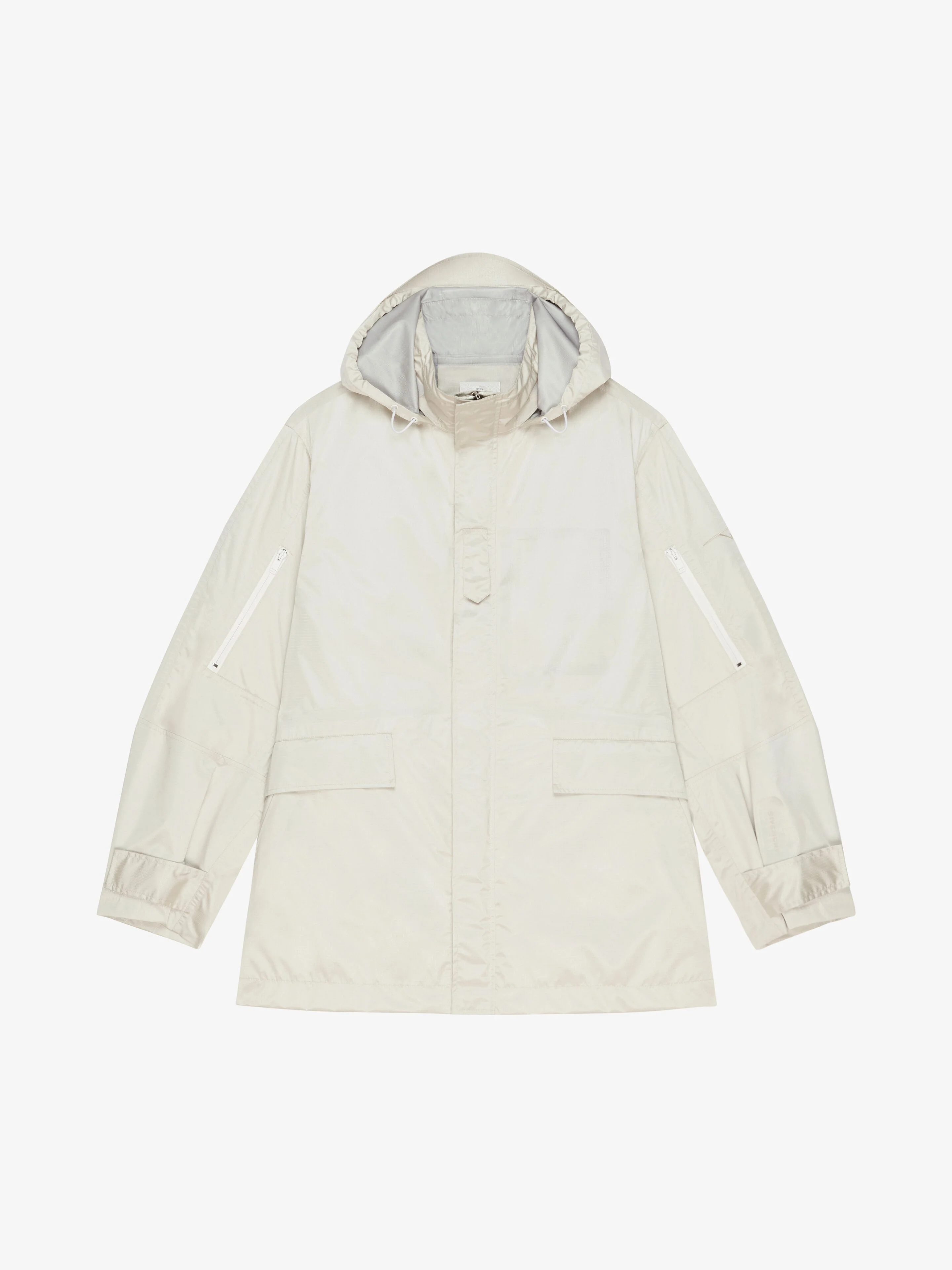 GIVENCHY MEN'S ECRU VELCRO DETAIL SHELL JACKET