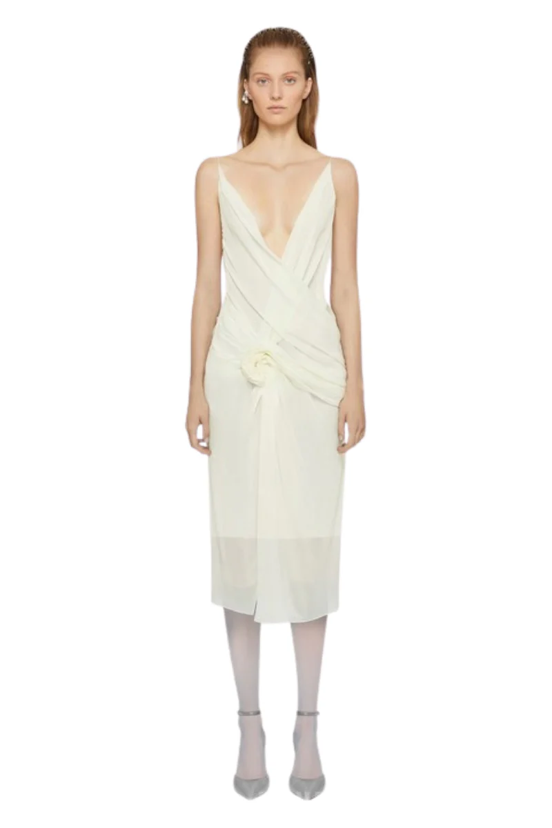Givenchy Midi Drappe Dress-Butter