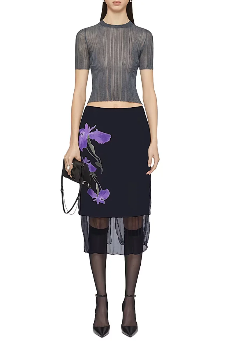 Givenchy Midi Skirt_Black/Purple - Image 2
