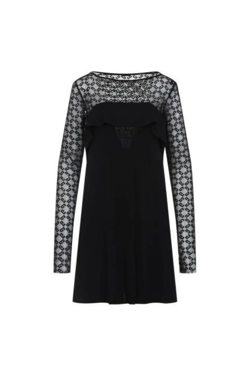 Givenchy Mix Material Dress-Black/Silvery