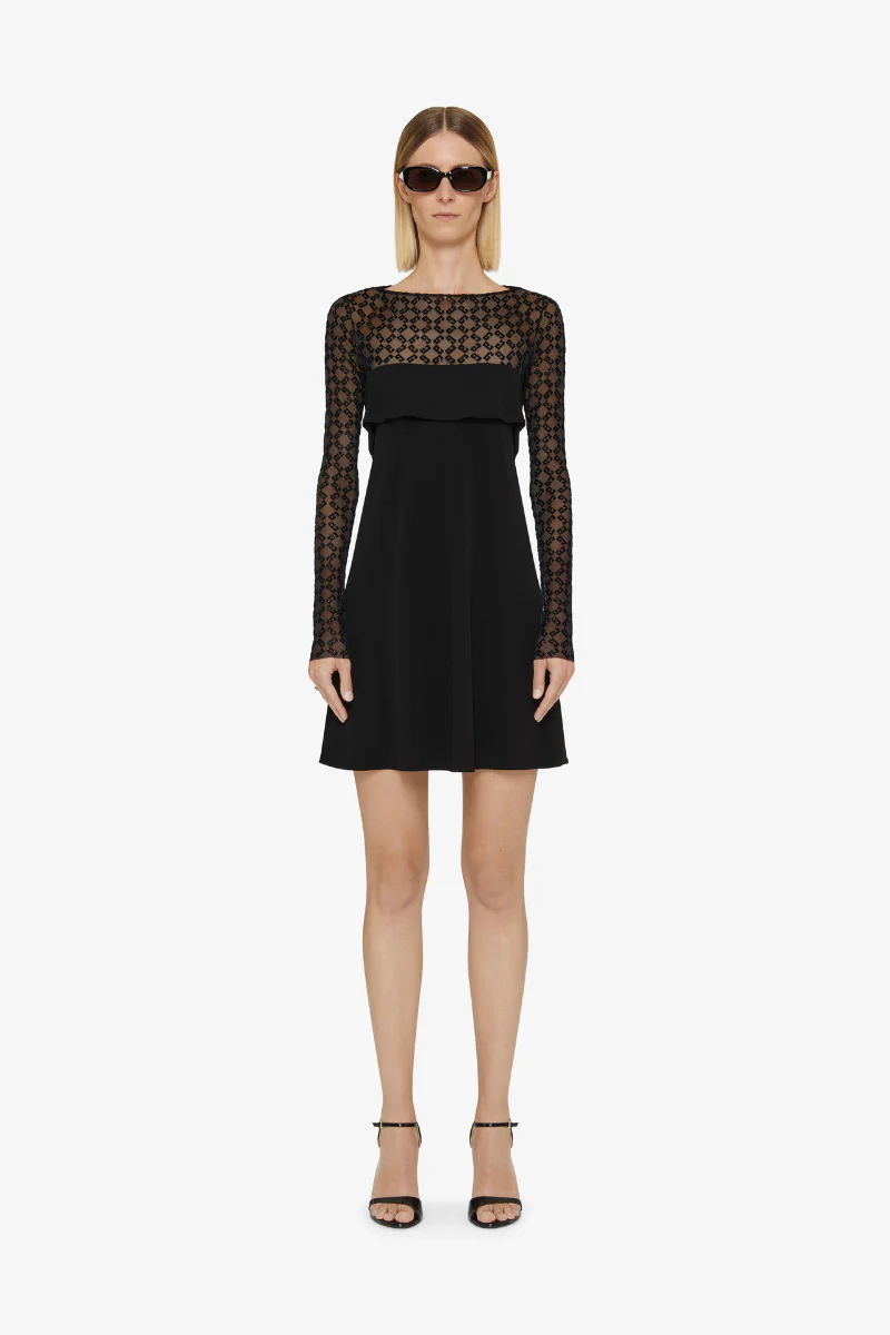 Givenchy Mix Material Dress-Black/Silvery - Image 2