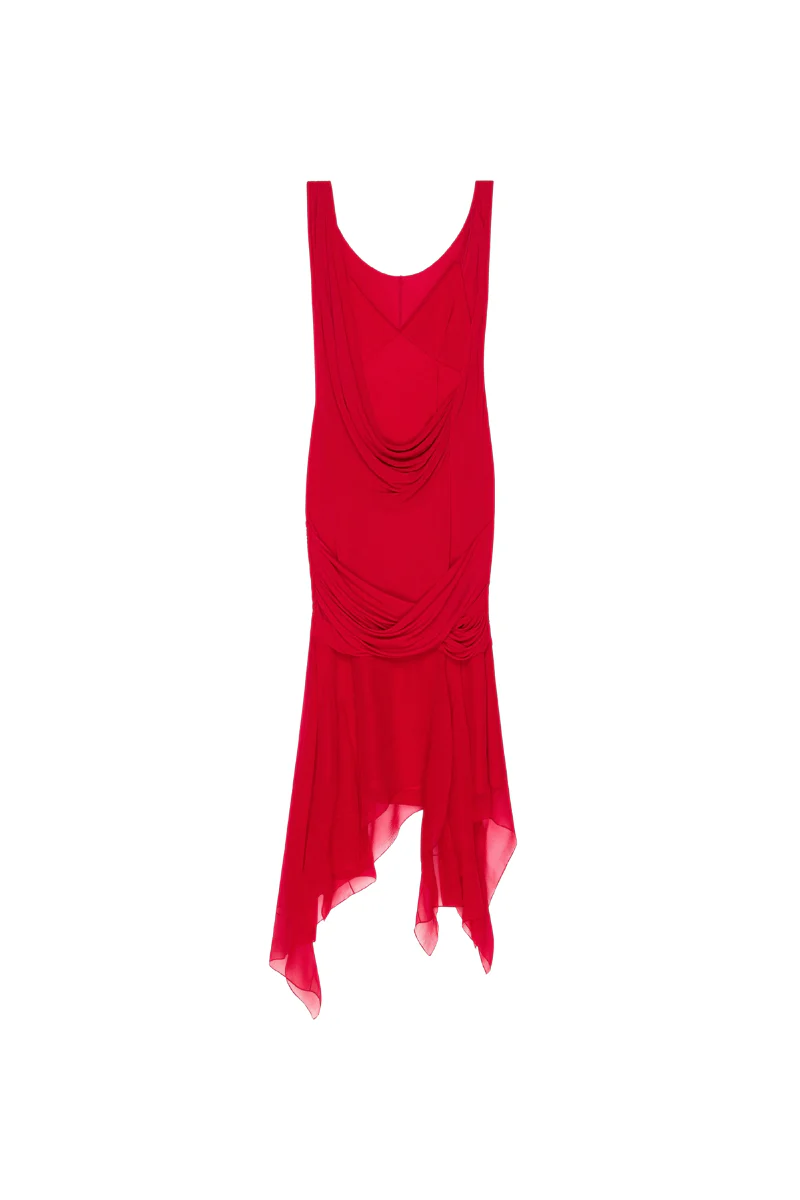 Givenchy Multi Drappe Short Dress-Vermillon