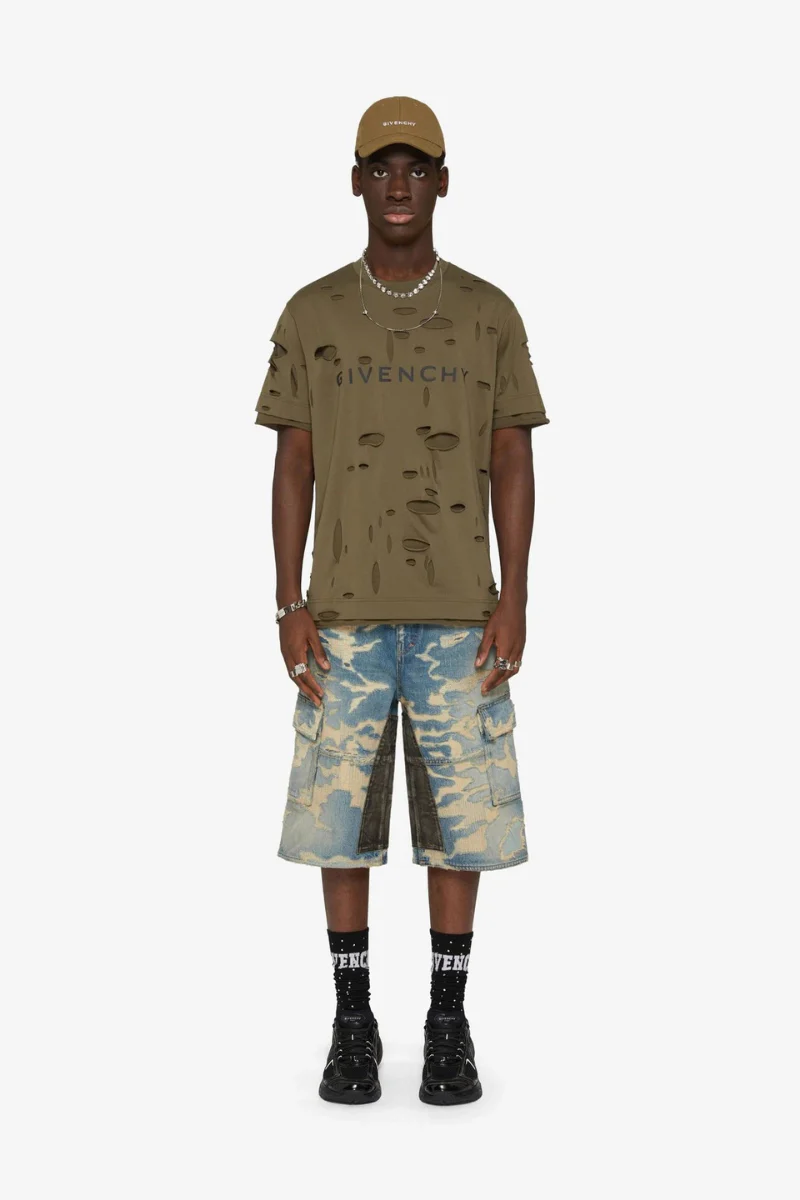 Givenchy Multicutted Curved Shorts W Moleskine_Medium Blue - Image 2