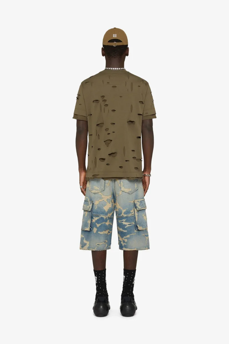 Givenchy Multicutted Curved Shorts W Moleskine_Medium Blue - Image 3