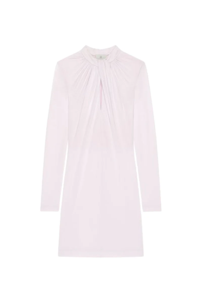 Givenchy Neck Tie Long Sleeve Dress-Baby Pink