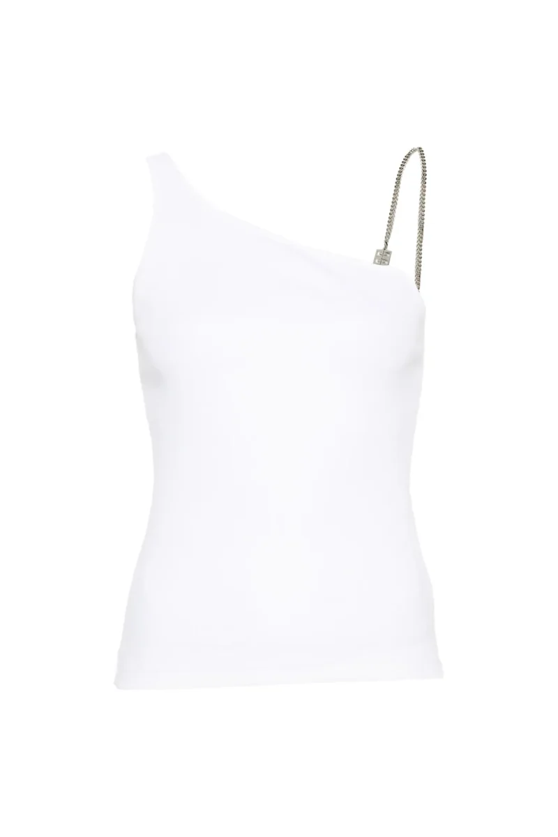 Givenchy One Shoulder Top 4G Chain Strap_White