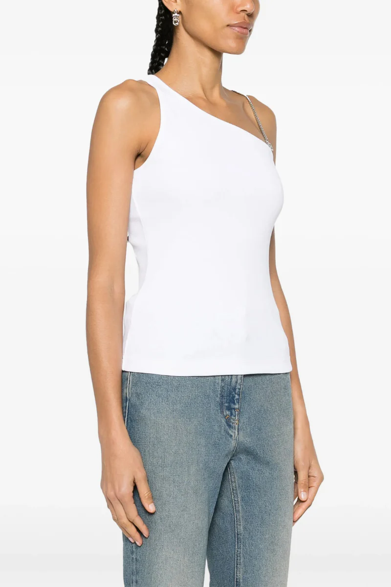 Givenchy One Shoulder Top 4G Chain Strap_White - Image 3